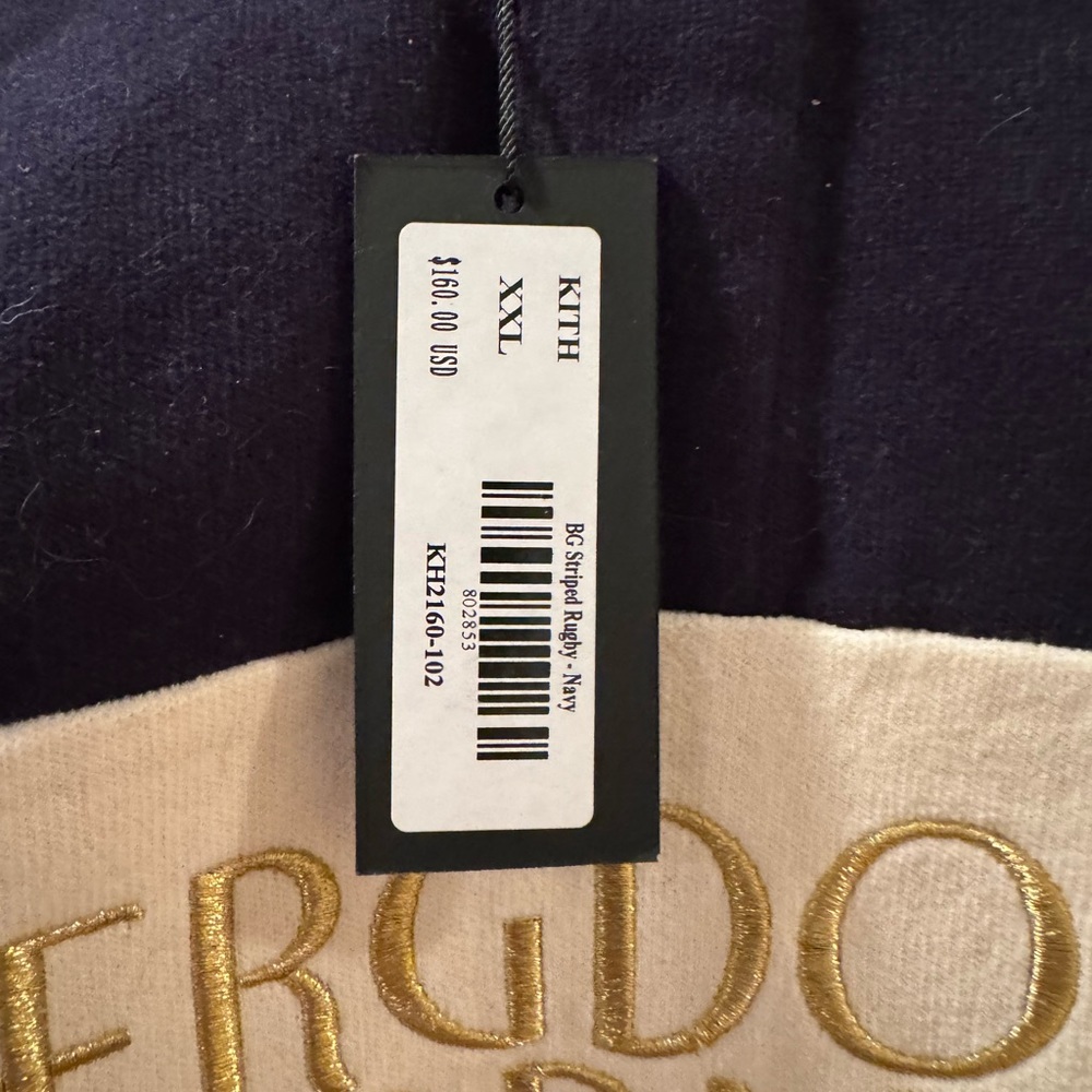 Kith X Bergdorf Goodman Navy White Gold Pullover Sweatshirt Rugby XXL - Picture 2 of 11